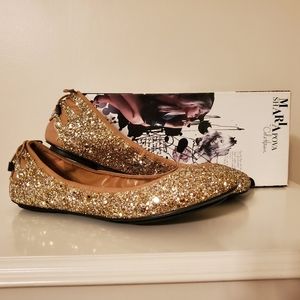 Cole Haan Maria Sharapova gold glitter flats